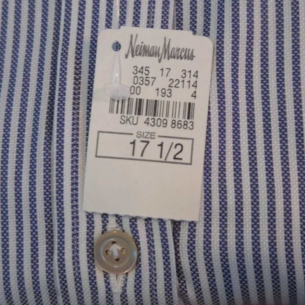Oxxford Hand Made Striped Dress Shirt - Unique - Picture 9 of 11
